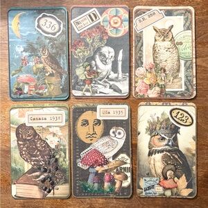 (3 for $20) Vintage Owl Journal/Note Cards set of 6. Pack #2